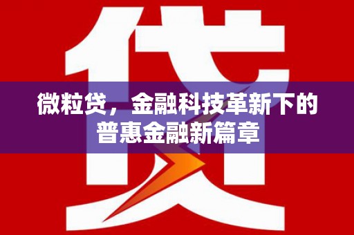 济南微粒贷，金融科技革新下的普惠金融新篇章